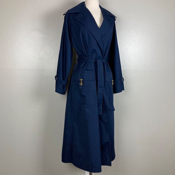 GUS MAYER - 12 - VINTAGE "Aquatogs" Blue Trench Coat - Picture 1 of 10